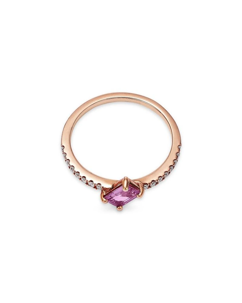 Pink Sapphire & Diamond Ring in 14K Rose Gold