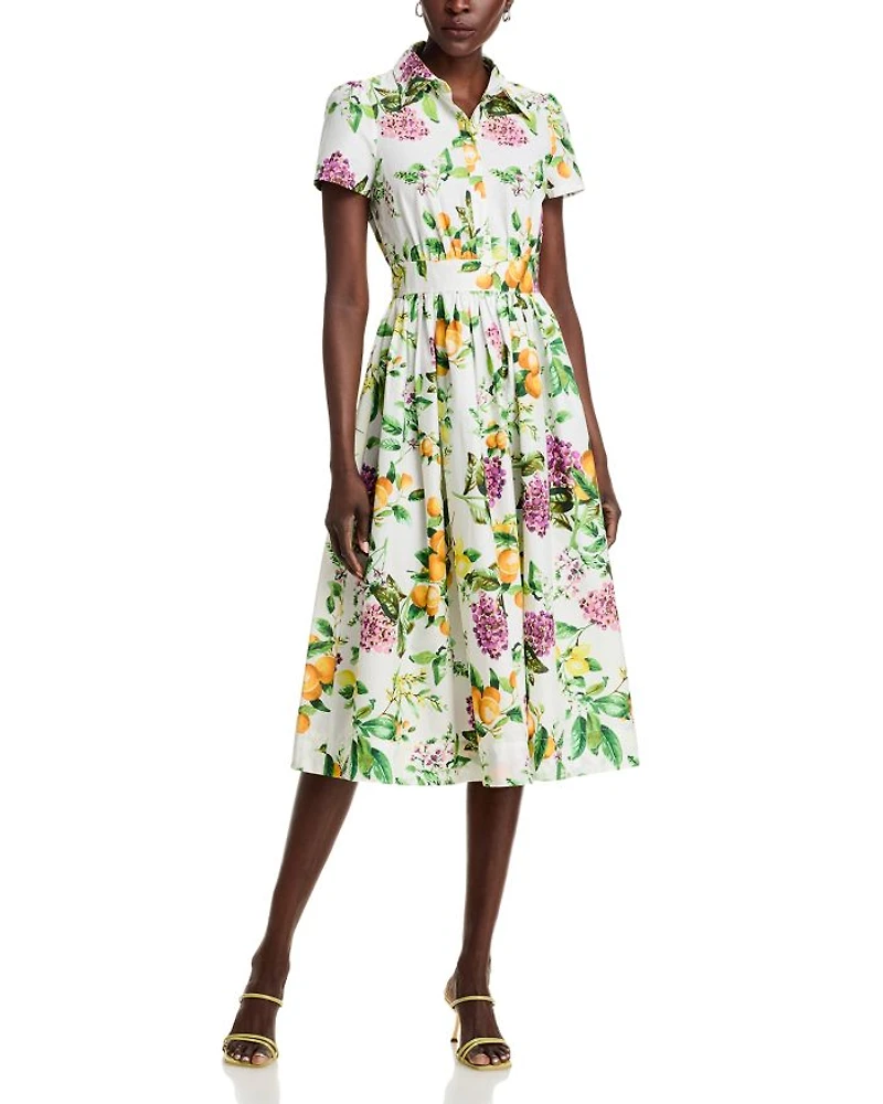 Lemon Print Fit & Flare Poplin Shirt Dress - Exclusive