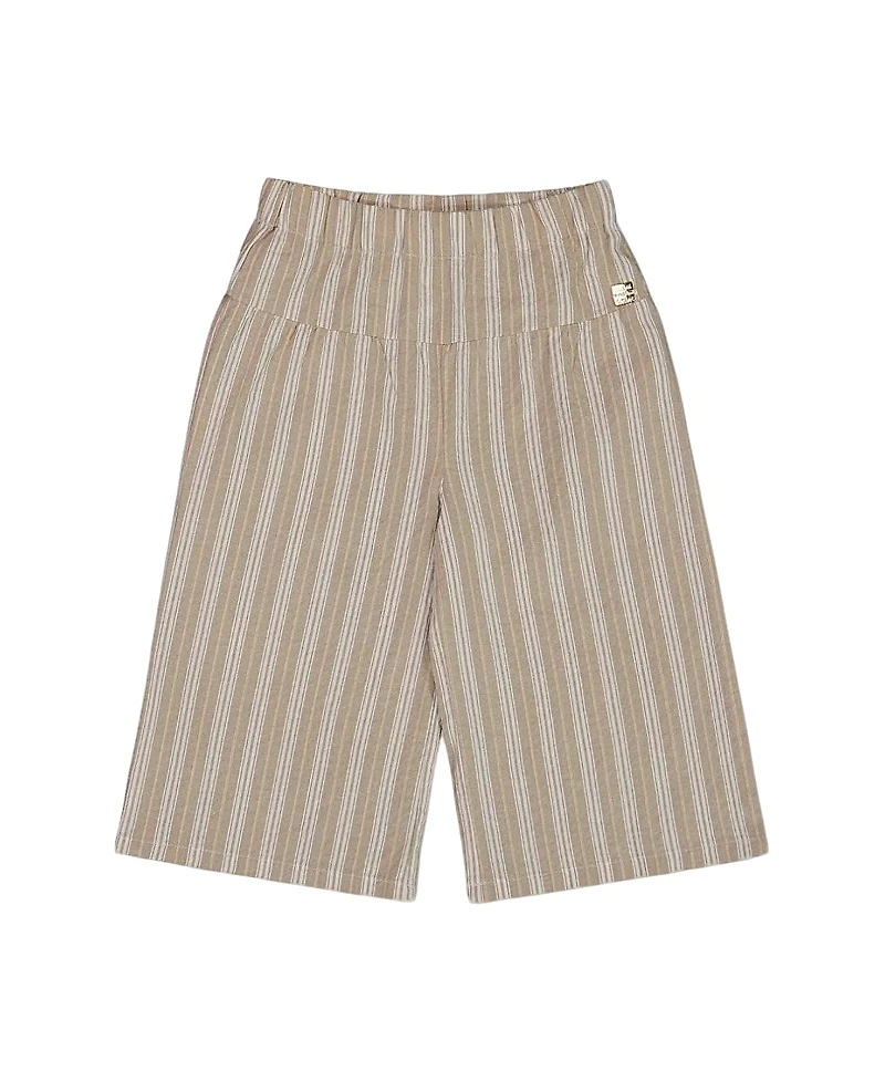 Deux par Deux Girls' Wide Leg Capri Linen Pant - Little Kid
