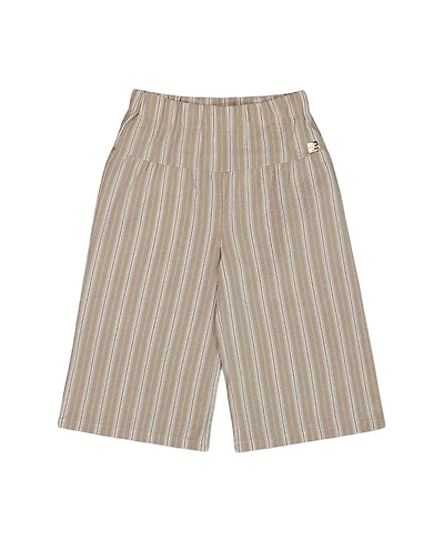 Deux par Deux Girls' Wide Leg Capri Linen Pant - Little Kid