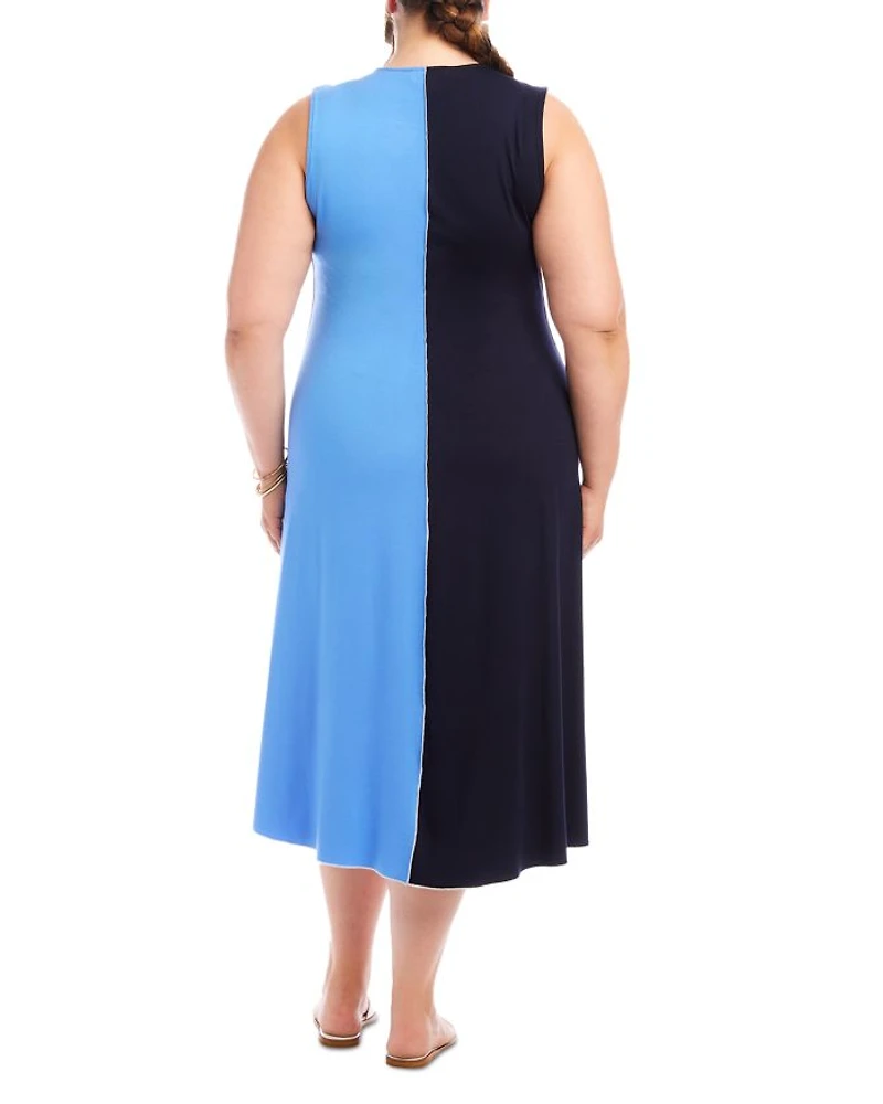 Plus Color Blocked Midi Dress