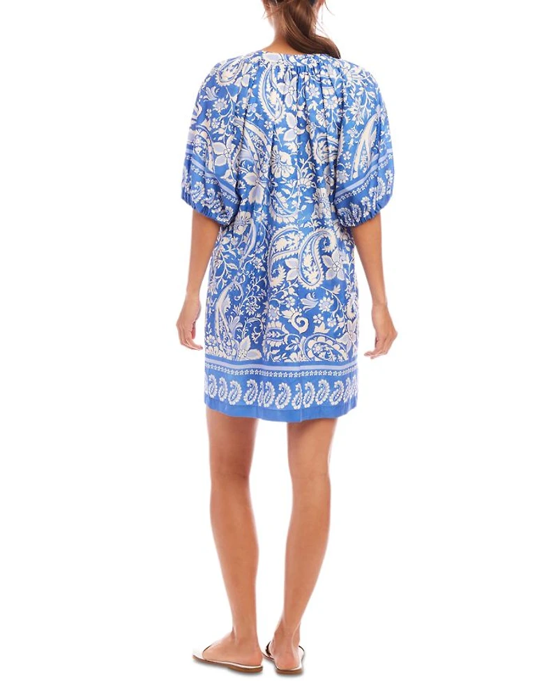 Printed Puff Sleeve Peasant Dress