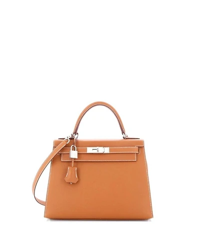 Kelly 28 Handbag Epsom with Palladium Hardware