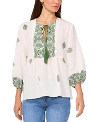Neck Tie Peasant Blouse