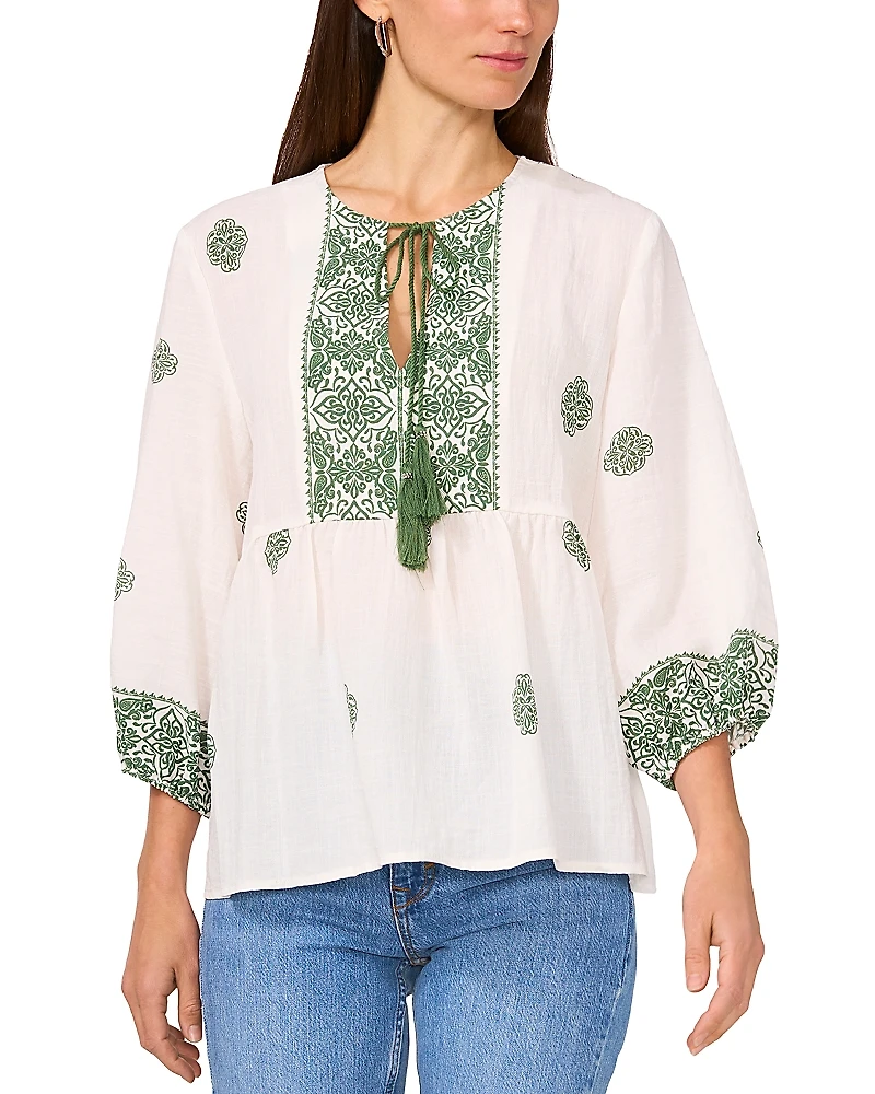 Vince Camuto Neck Tie Peasant Blouse
