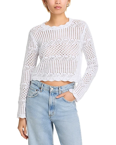 Aqua Crocheted Scallop Edge Sweater - Exclusive