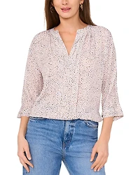 Vince Camuto V Neck Pleated Front Blouse
