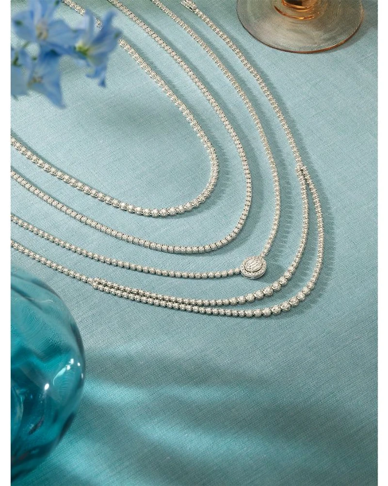Diamond Classic Tennis Necklaces 14K White Gold, 3.0-7.0 tcw