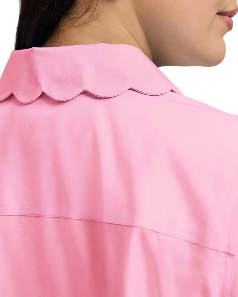 Gwen Three Quarter Sleeve Pinpoint Oxford Shirt