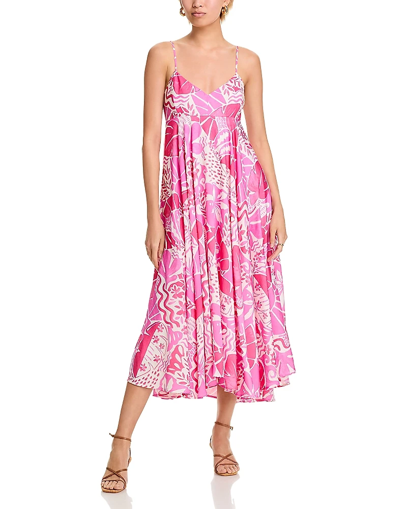 Aqua V Neck Midi Dress - Exclusive