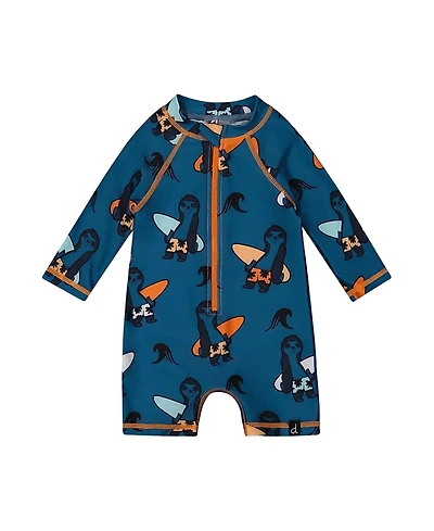 Deux par Deux Boys' Printed Long Sleeve One-Piece Rashguard- Baby