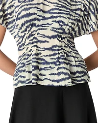 Feathered Tiger Shirred Blouse