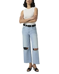 Sasha High Rise Wide Leg Cropped Jeans Maevedest