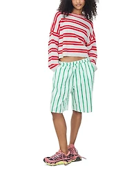 Cropped Striped Wool Sweater