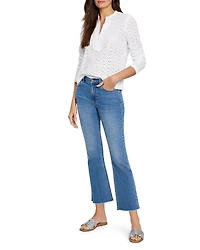 Knit Eyelet Split Neck Top