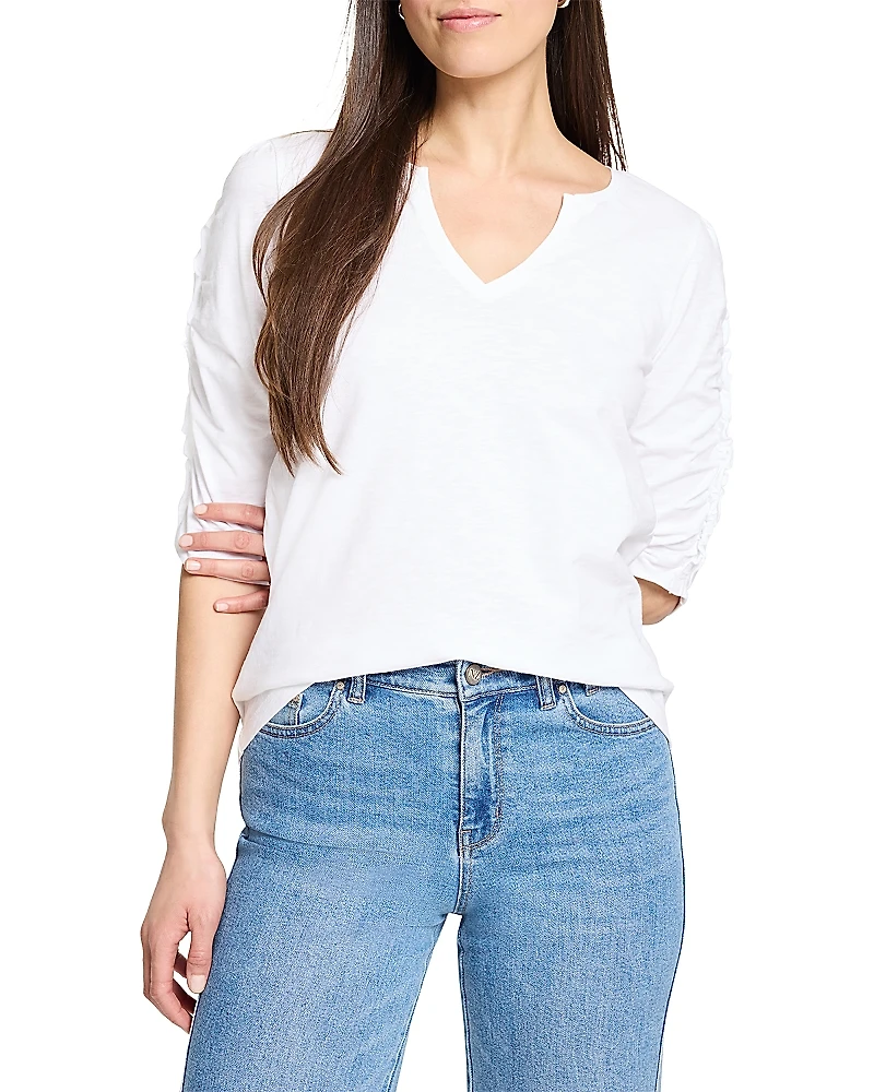 Nzt By Nic+Zoe Ruched Elbow Sleeve Top