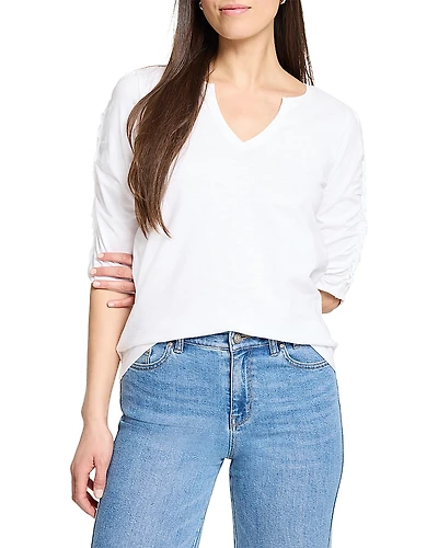 Nzt By Nic+Zoe Ruched Elbow Sleeve Top