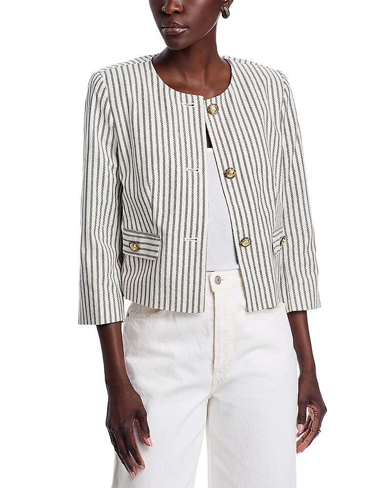 T Tahari Button Front Cropped Jacket