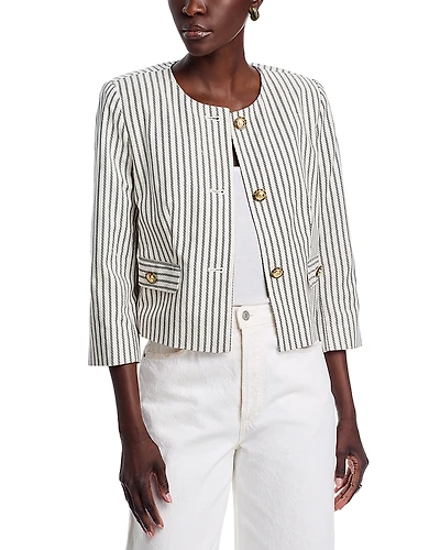 T Tahari Button Front Cropped Jacket