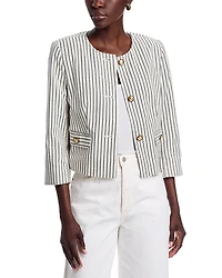 T Tahari Button Front Cropped Jacket