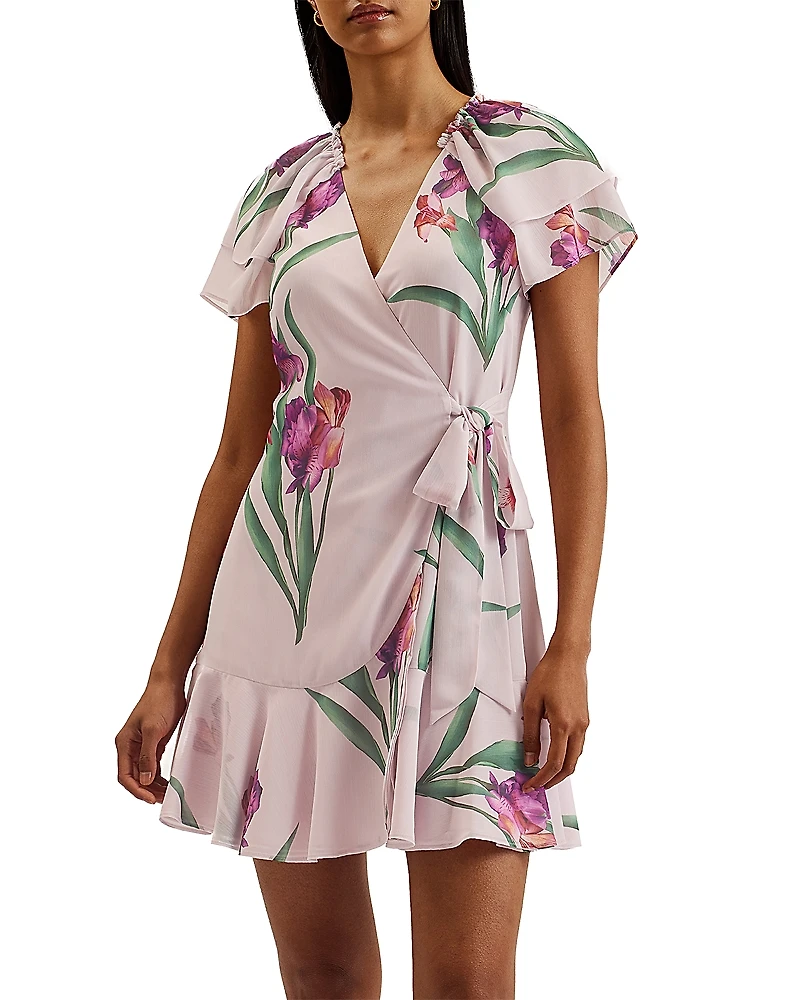 Ted Baker Angel Sleeve Wrap Mini Dress