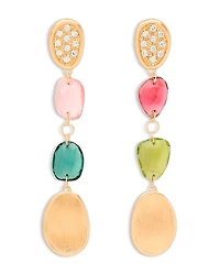 Marco Bicego 18K Yellow Gold Lunaria Tourmaline Multicolor Tourmaline & Diamond Cluster Drop Earrings