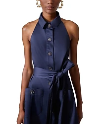 Collared Halter Midi Dress