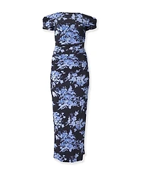 Off-the-Shoulder Gathered Midi Dress