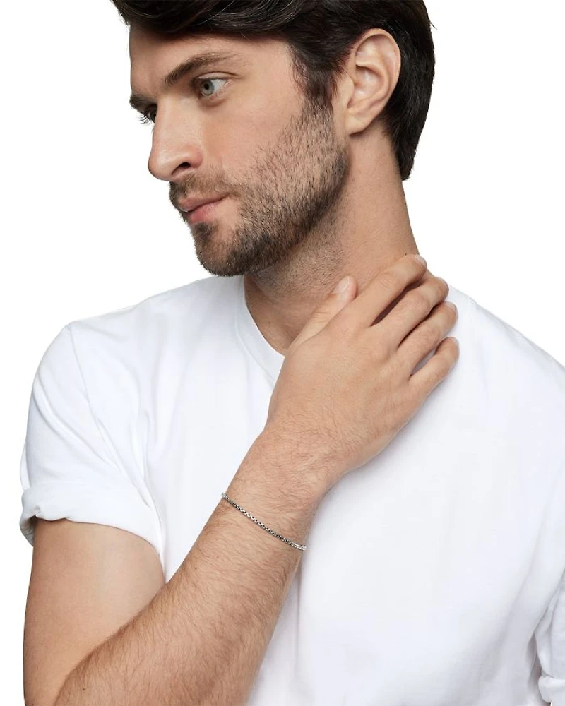 Men's Box Chain Bracelet Sterling Silver, 2.7mm