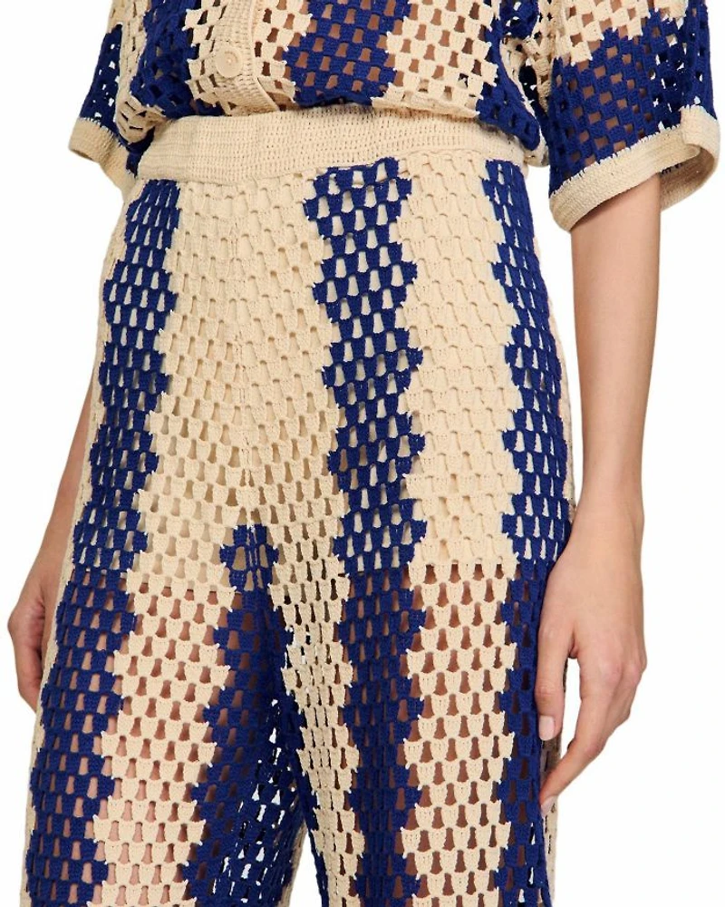 Two Tone Open Weave Pants