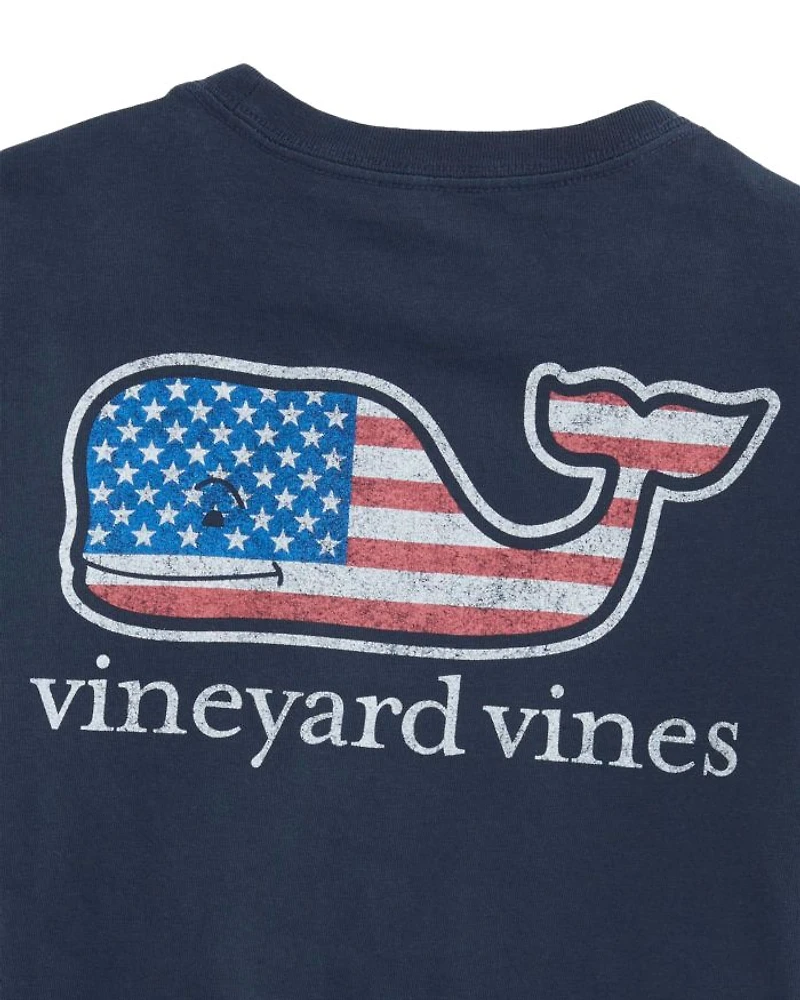 Boys' Cotton Flag Whale Logo Graphic Pocket Tee