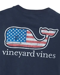 Boys' Cotton Flag Whale Logo Graphic Pocket Tee