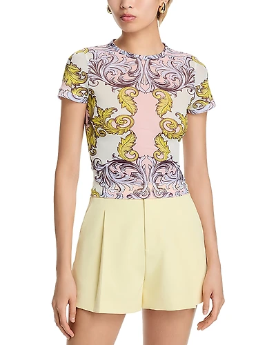 Alice and Olivia Tess Crewneck Mesh Tee