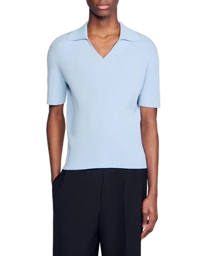 Rib Knit Polo Shirt