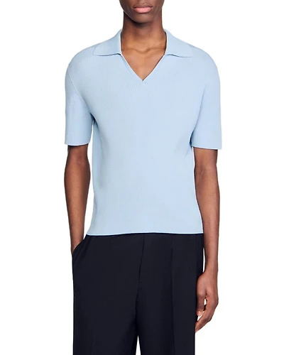 Rib Knit Polo Shirt