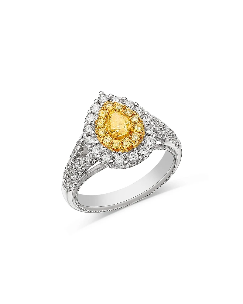 Bloomingdale's Fine Collection Yellow & White Diamond Pear Halo Ring