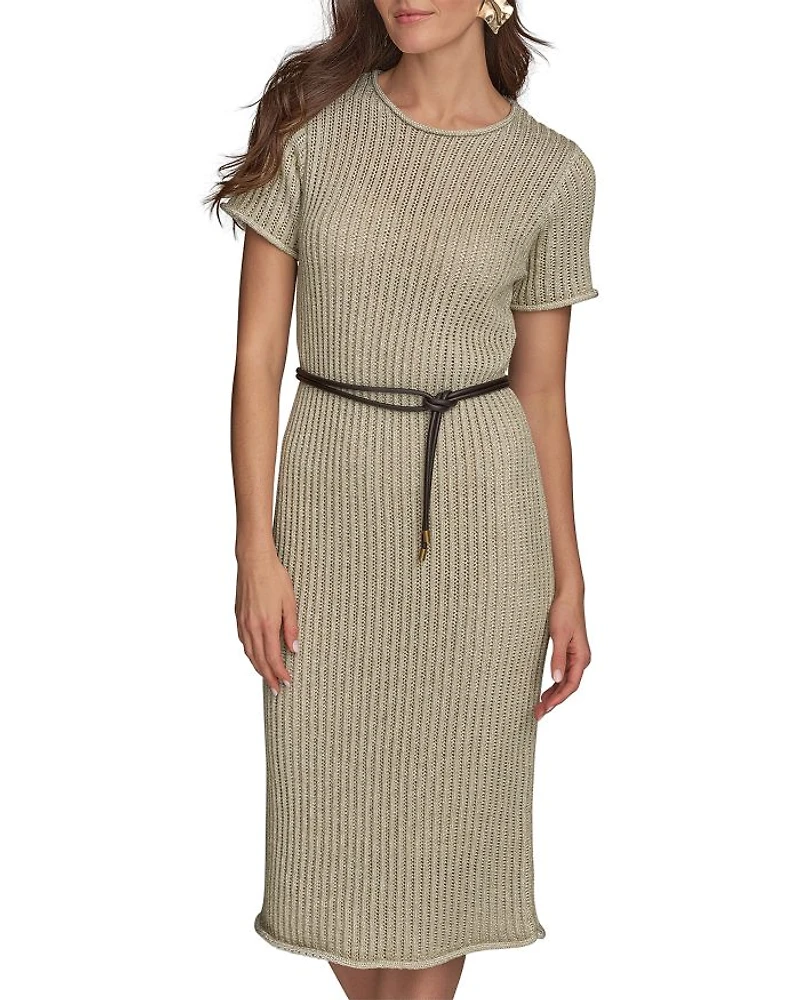 Cord Belt Sweater Dress