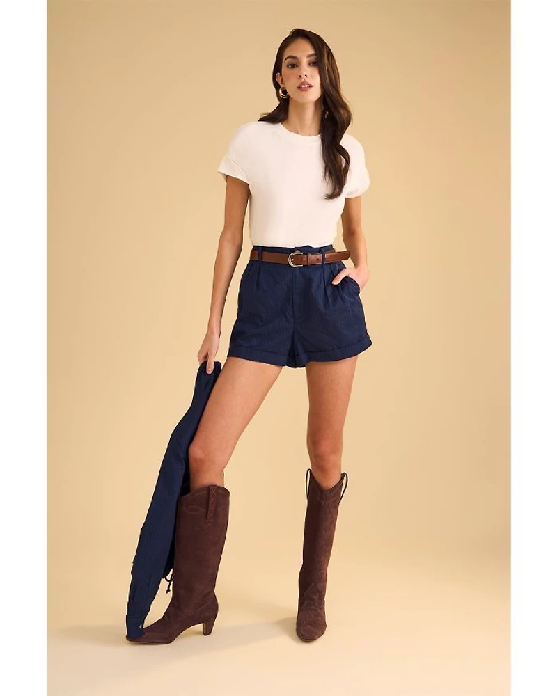 Pleated Dobby Stripe Shorts