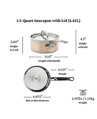 CopperBond® 1.5qt Induction Copper Saucepan with Lid