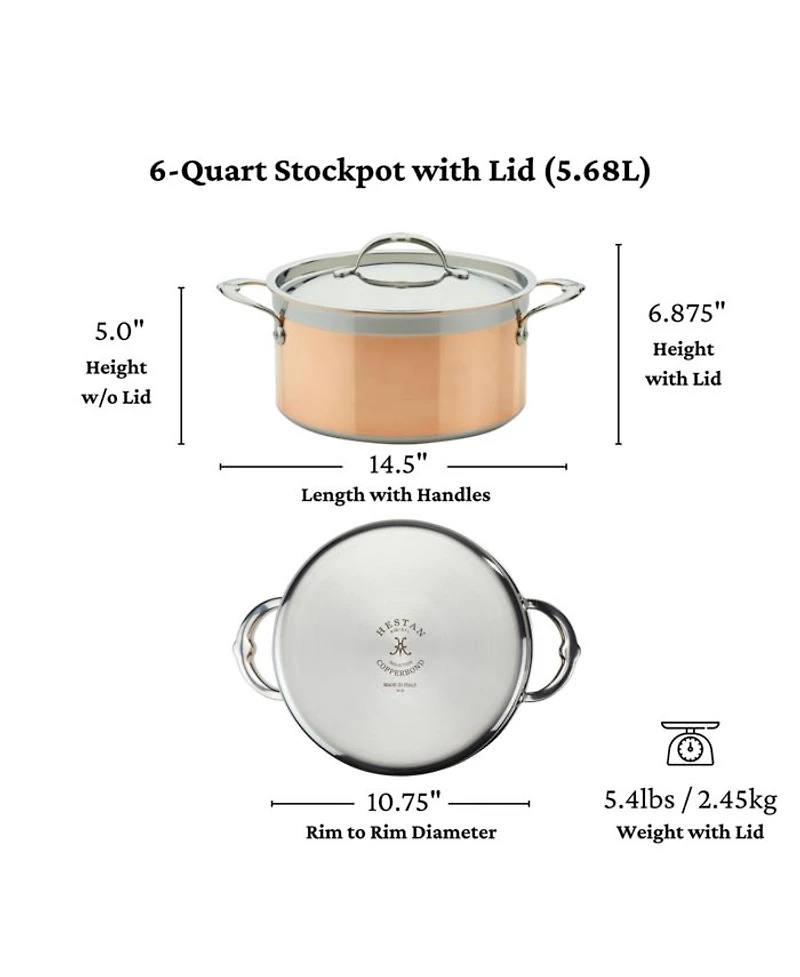 CopperBond® 6.0qt Induction Copper Stockpot with Lid