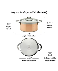 CopperBond® 6.0qt Induction Copper Stockpot with Lid