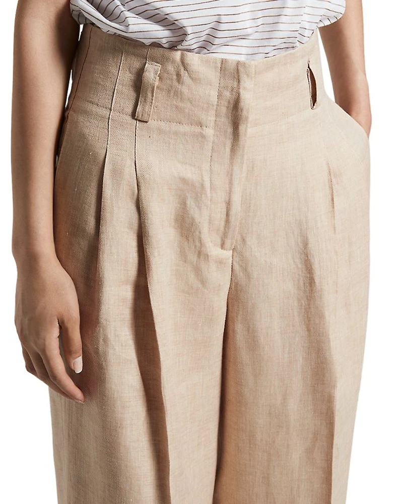 Pleated Straight Leg Trousers