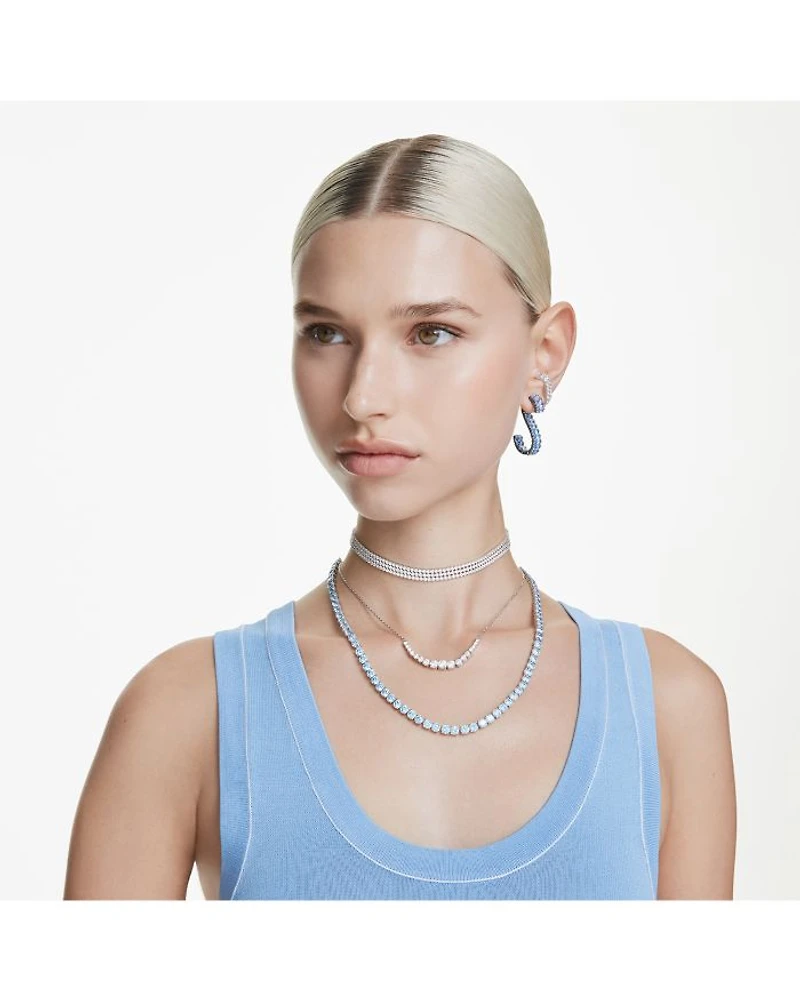 Matrix Crystal Double Row Cuff Stud Earrings