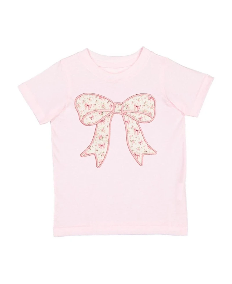 Sweet Wink Girls' Ditsy Floral Bow Patch Short Sleeve T-Shirt - Baby, Little Kid