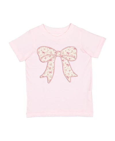 Sweet Wink Girls' Ditsy Floral Bow Patch Short Sleeve T-Shirt - Baby, Little Kid