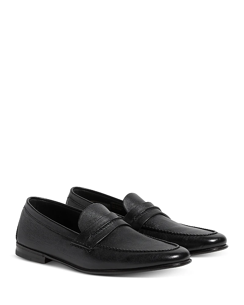 Zegna Natural Grain Leather Mocassin Loafers