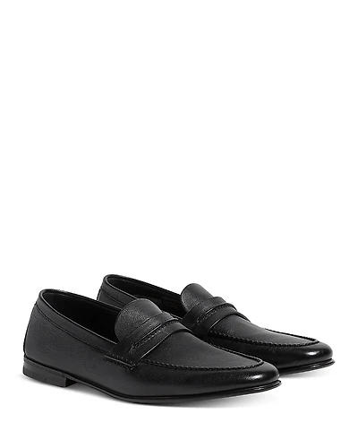 Zegna Natural Grain Leather Mocassin Loafers