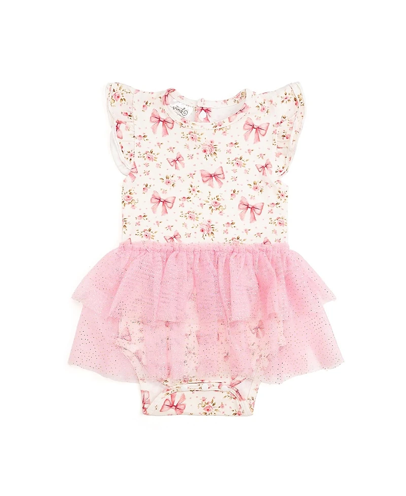 Sweet Wink Girls' Ditsy Floral Short Sleeve Tutu Bodysuit - Baby
