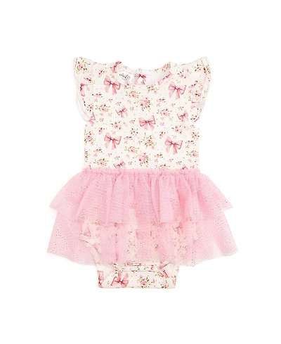 Sweet Wink Girls' Ditsy Floral Short Sleeve Tutu Bodysuit - Baby