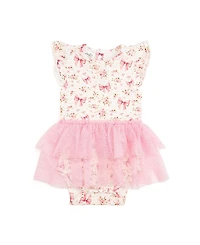 Sweet Wink Girls' Ditsy Floral Short Sleeve Tutu Bodysuit - Baby